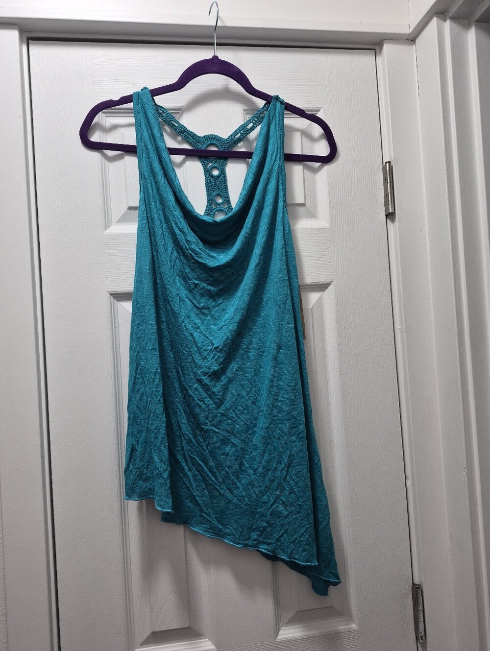 Women’s Teal Racerback Tank Top with Lace Detail